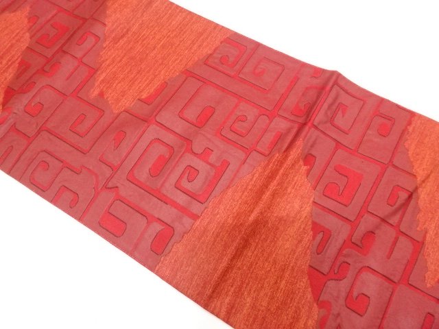 JAPANESE KIMONO / GEOMETRIC PATTERN WOVEN THE HAZE NAGOYA OBI